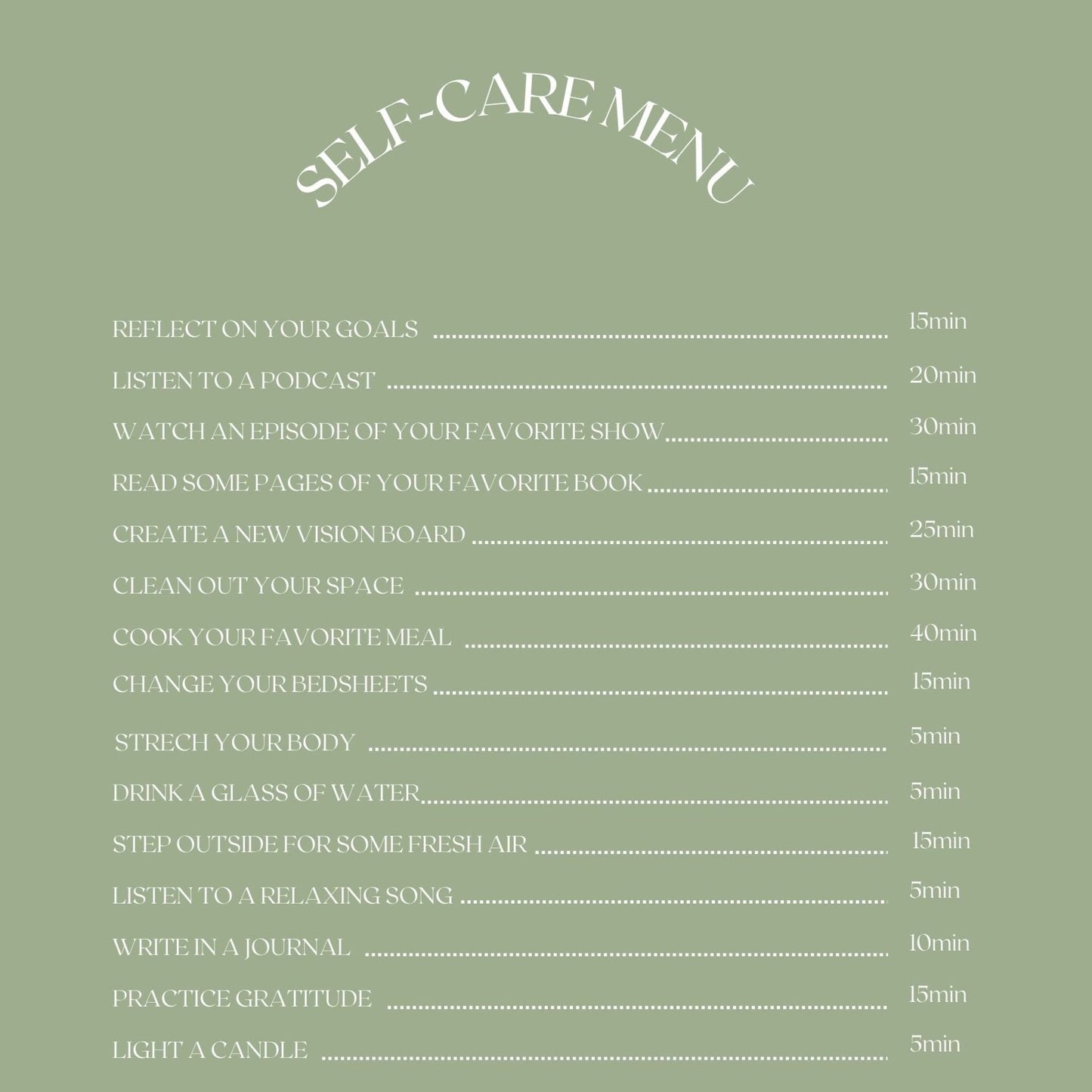 Hintergrund Tablet Self-care menu