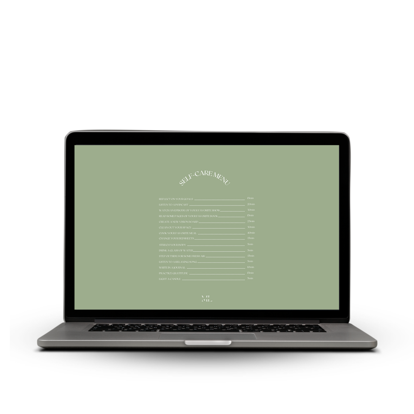 Hintergrund Laptop Self-care Menu
