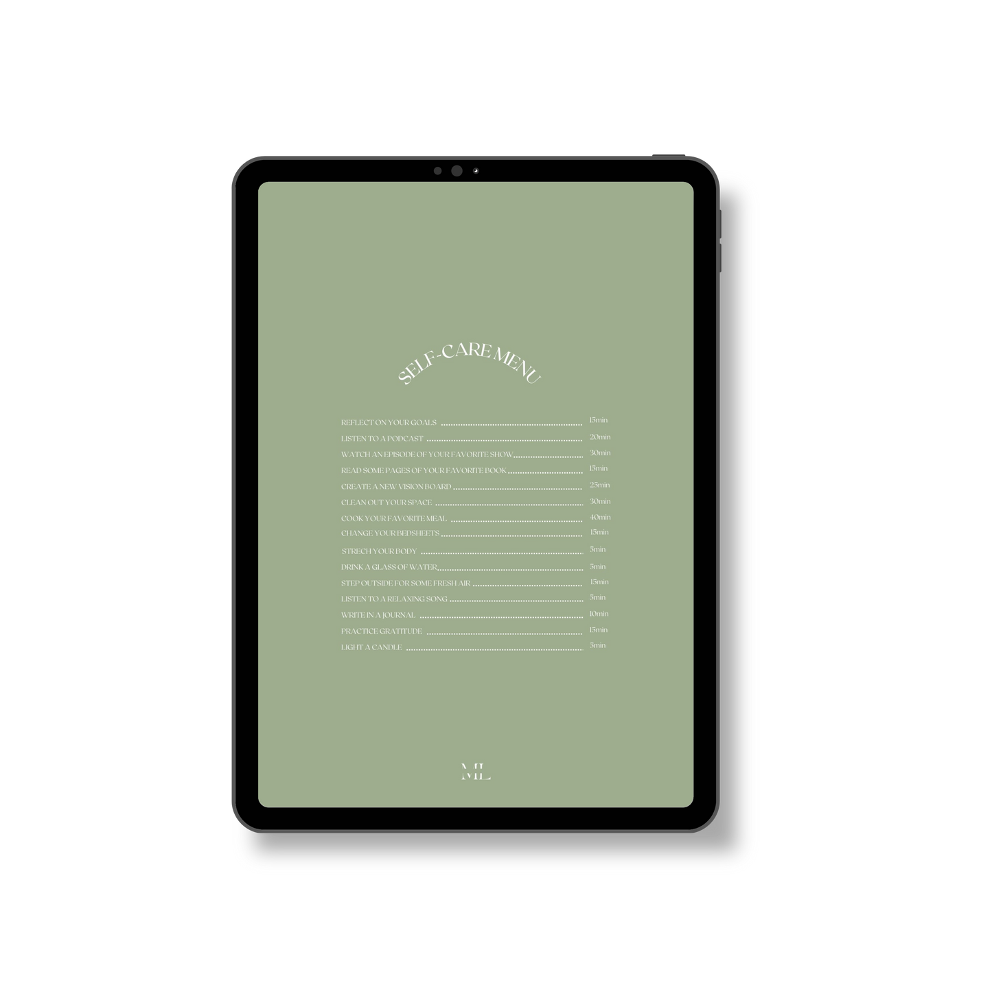 Hintergrund Tablet Self-care menu