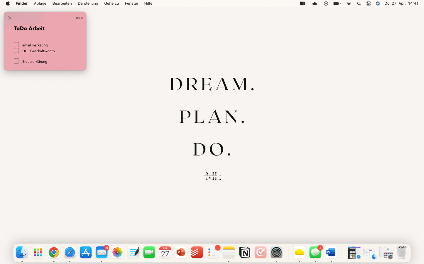 Hintergrund Laptop Dream.Plan.Do.