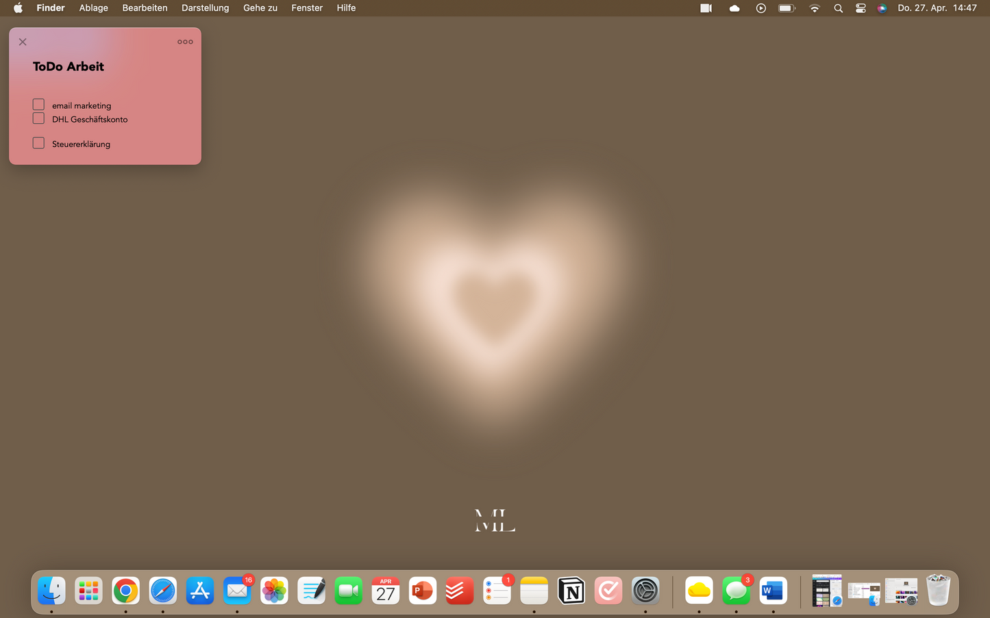 Hintergrund Laptop Herz braun