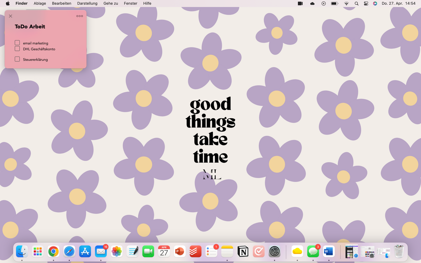 Hintergrund Laptop “Good things take time“
