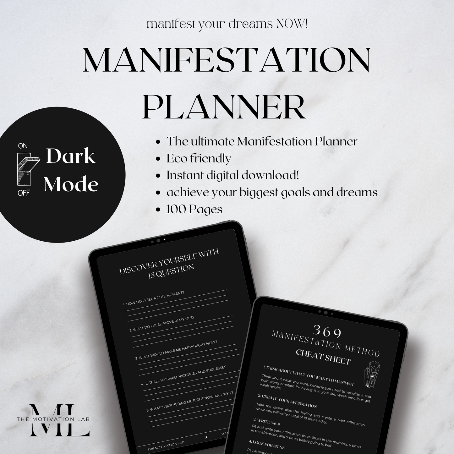 Manifestation Planner DARK (Englische Version)