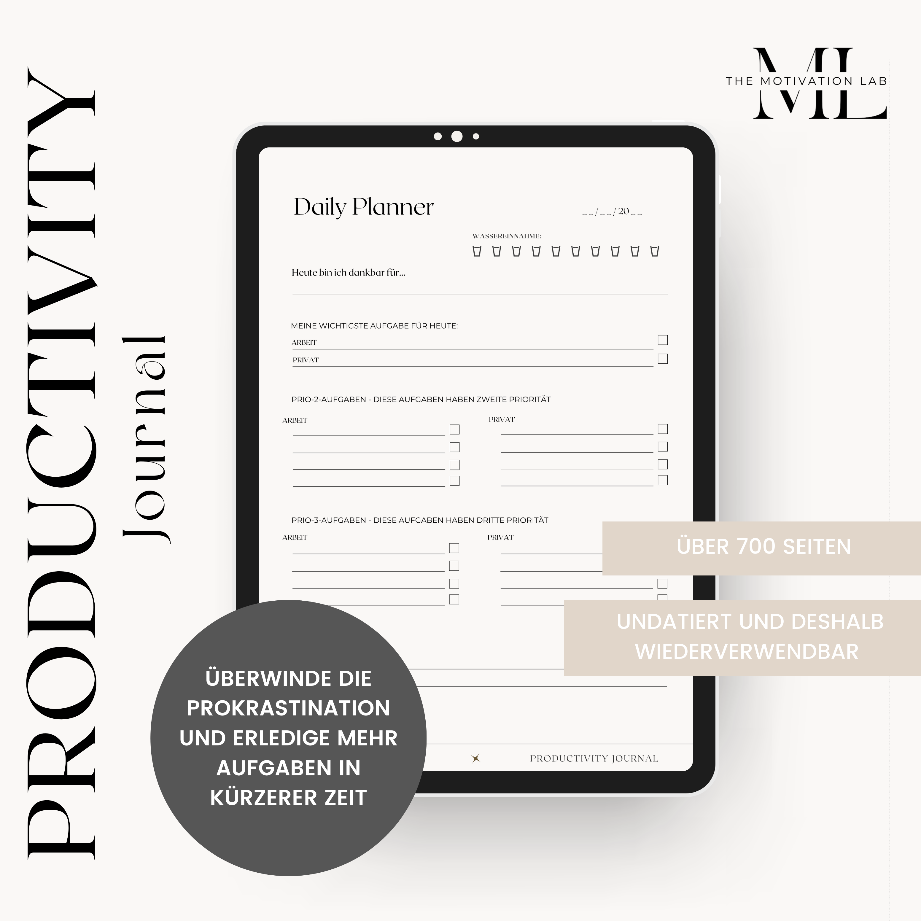 Productivity Journal Example Productivity Journal (Deutsche Version) – The Motivation Lab