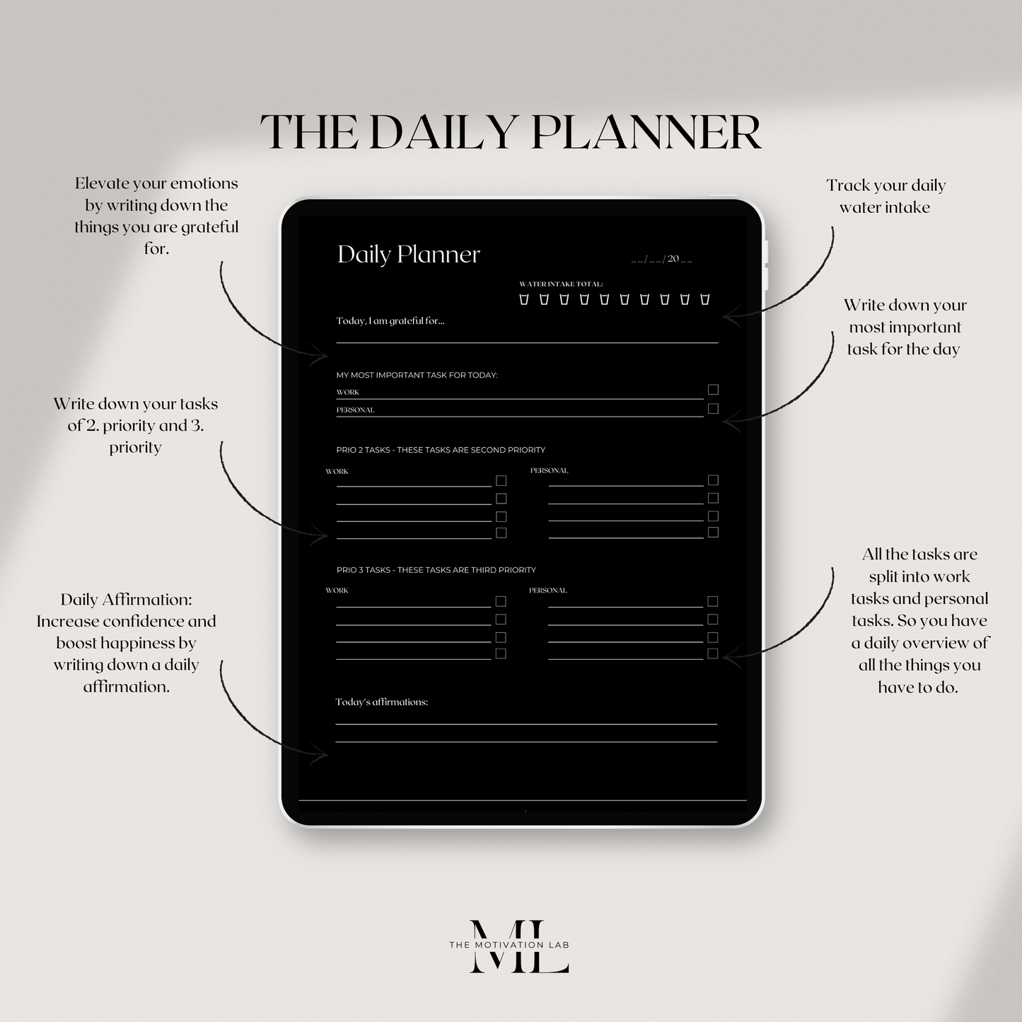 Productivity Journal DARK (Englische Version)