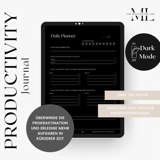 Productivity Journal DARK (Deutsche Version)