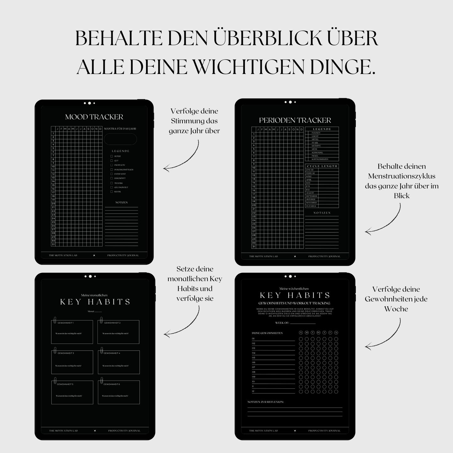 Productivity Journal DARK (Deutsche Version)