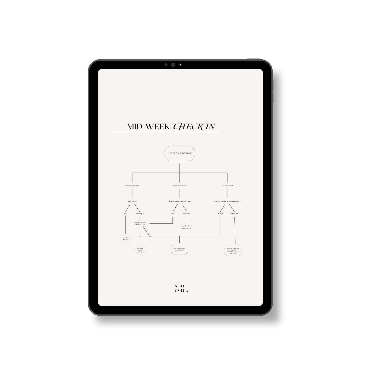 Hintergrund Tablet "Mid-Week Check In"