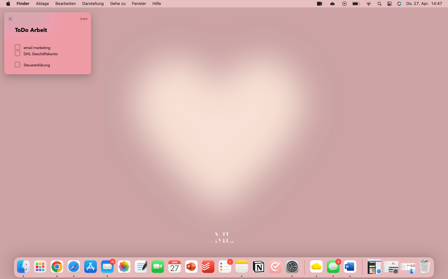 Hintergrund Laptop Herz rosa