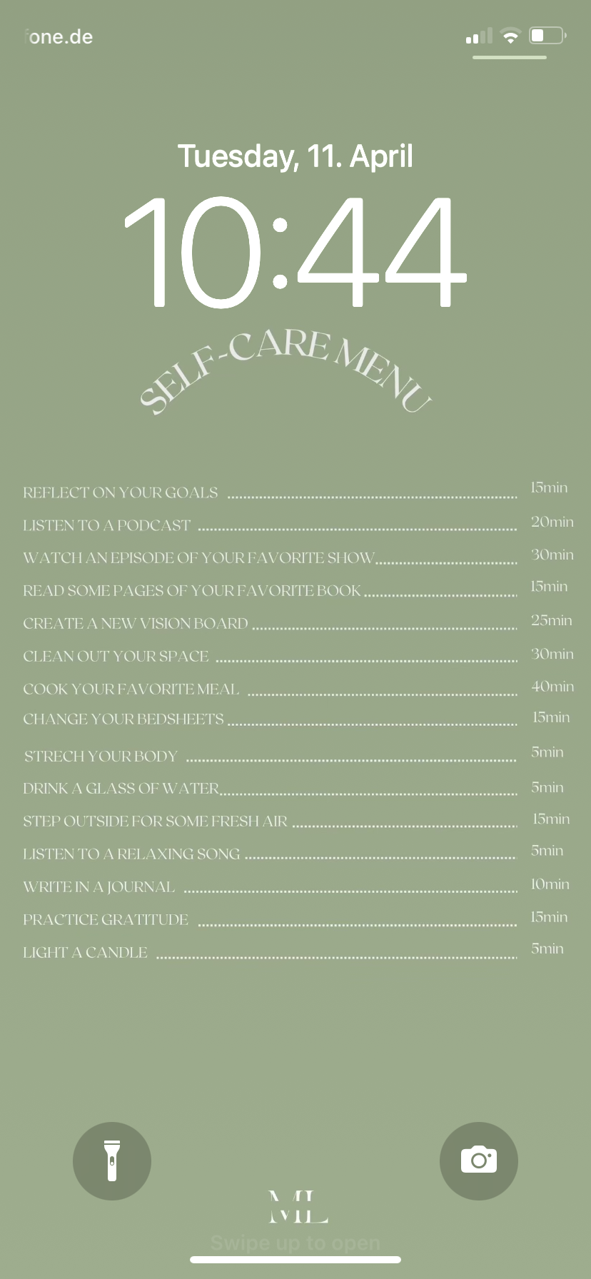 Hintergrund Smartphone Self-Care-Menu
