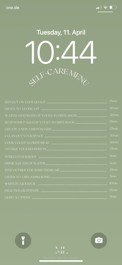 Hintergrund Smartphone Self-Care-Menu