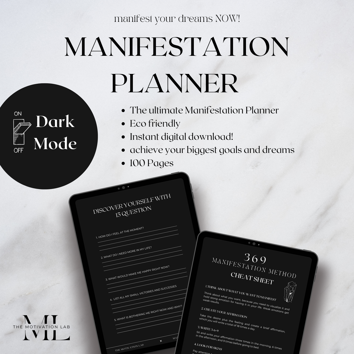 Manifestation Planner DARK (Englische Version)