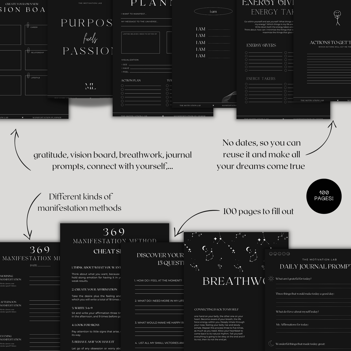 Manifestation Planner DARK (Englische Version)