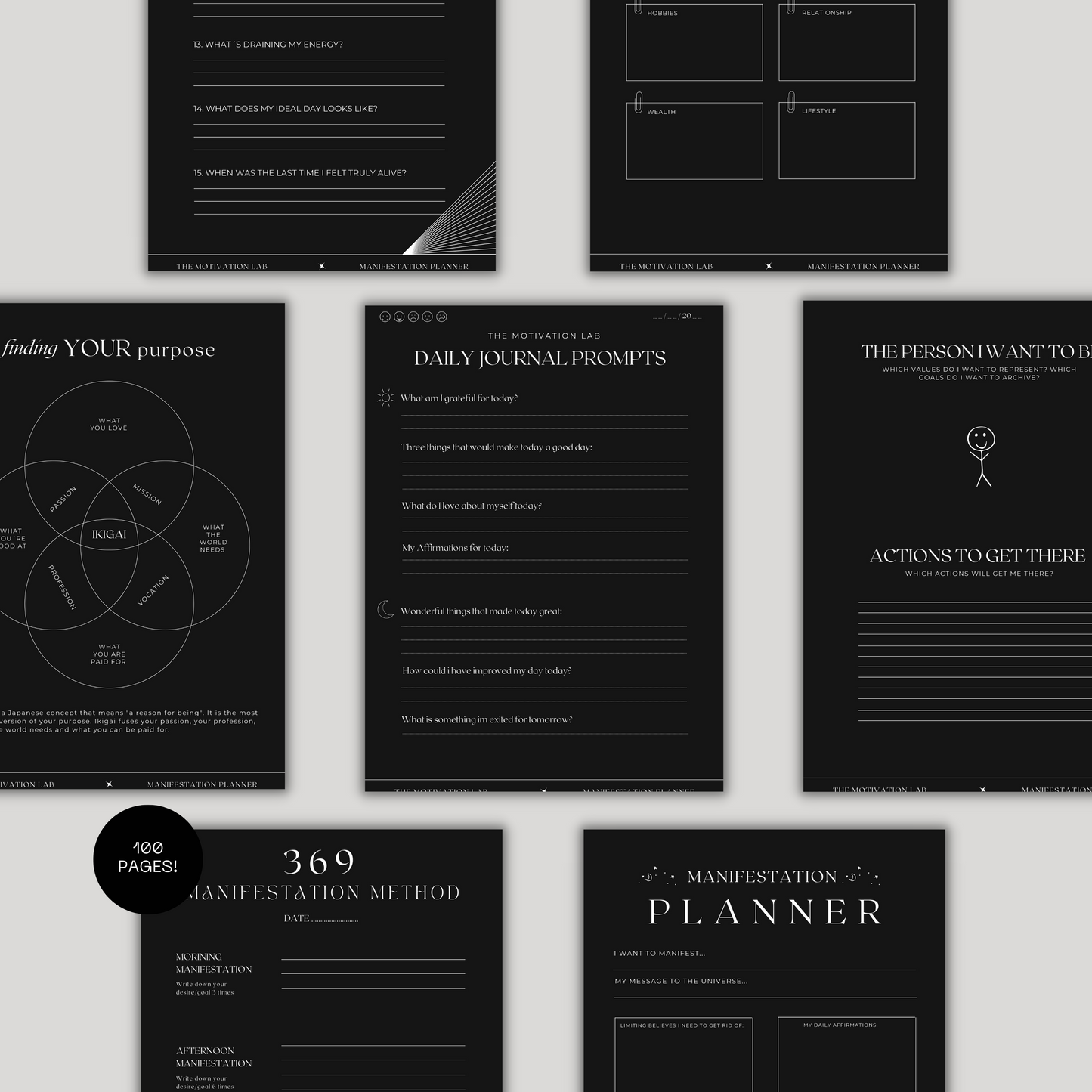Manifestation Planner DARK (Englische Version)